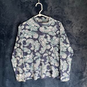 Studio Works Blue Crowl Neck Lond‎ Sleeve Shirt Womans Size Medium